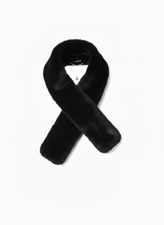 The Onyx Wrap | Luxurious Black Faux Fur Scarf